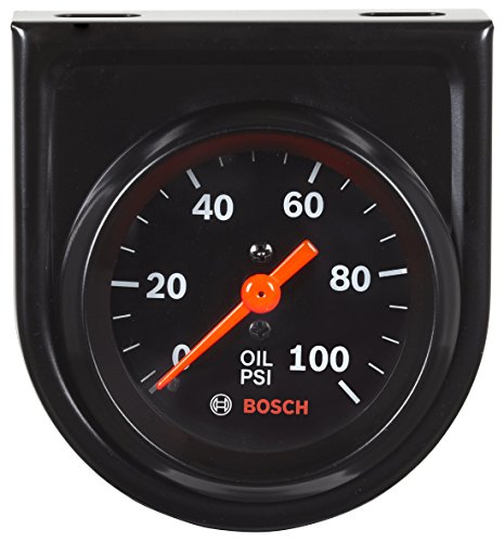 Bosch SP0F000052 Style Line 2' Mechanical Oil Pressure Gauge (Black Dial Face, Black Bezel)