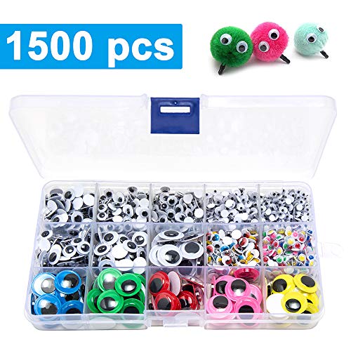 1500pcs Googly Wiggle Eyes Self Adhesive, for Craft Sticker Multi Colors and Sizes for DIY by ZZYI