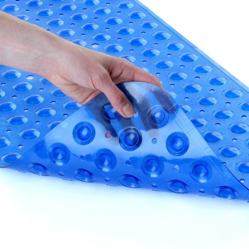 SlipX Solutions Extra Long Bath Mat 39 x 16 Inch, Non-Slip Traction for Tubs & Showers, Longer Than Standard Bathtub Mats (200 Suction Cups, Blue)