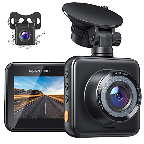 APEMAN Dual Dash Cam for Cars Front and Rear with Night Vision 1080P FHD Mini in Car Camera 170° Wide Angle Driving Recorder with G-Sensor, Parking Monitor, Loop Recording, WDR