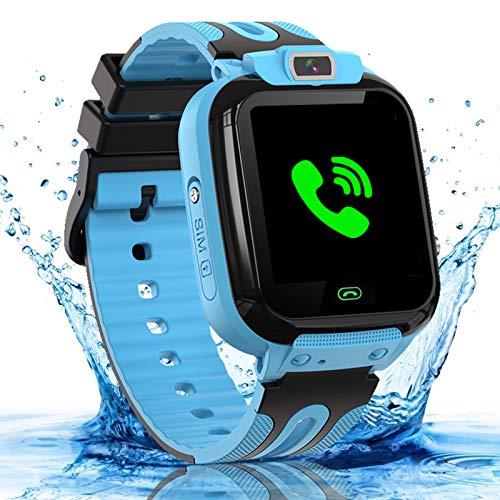 Kids Smart Watch, SOS IP68 Waterproof Phone Smartwatch HD Touch Screen Digital Wrist Watch GPS Tracker for Boys Girls Birthday Gift(Blue)