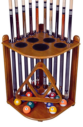 Cue Rack Only - 10 Pool - Billiard Stick & Ball Set Holder - Floor Rack - Dark Oak Finish