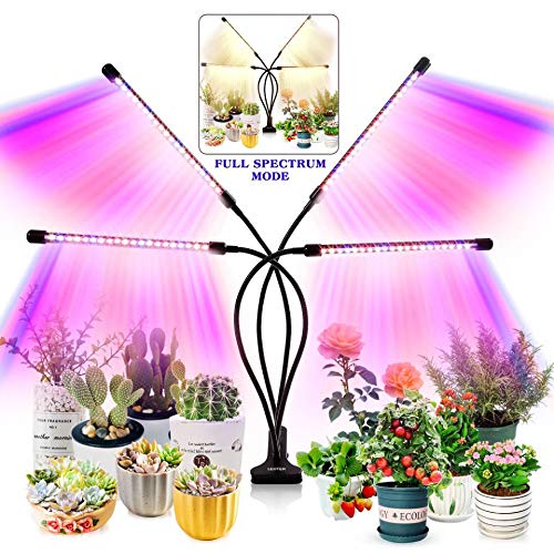 Grow Light for Indoor Plants - Upgraded Version 80 LED Lamps with Full Spectrum & Red Blue Spectrum, 3/9/12H Timer, 10 Dimmable Level, Adjustable Gooseneck，3 Switch Modes