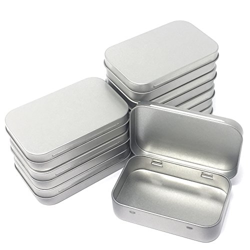 8-Pack Metal Hinged Tin Box Containers With Solid Hinged Top,Use for First Aid Kit,Survival Kits,Storage,Herbs,Pills,Crafts and More.