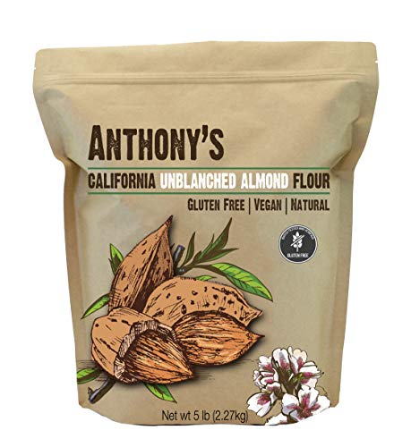 Anthony's Almond Meal Flour, Natural Unblanched, 5 lb, Batch Tested Gluten Free, Keto Friendly