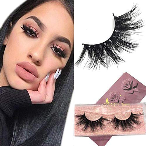 GOO GOO 3D Mink Eyelashes Fake Eyelashes, 25mm Dramatic Long Siberian Mink Eyelashes Natural Layered Effect Hand Made Strips Eyelashes Reusable Make Up Real False Eyelashes 1 Pair