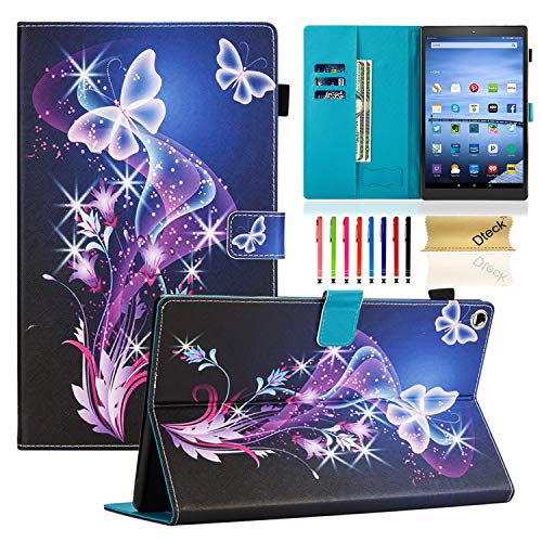 Dteck Case for All-New Fire HD 10 Tablet (9th/7th/5th Generation, 2015/2017/2019 Release) - Slim Fit PU Leather Folio Stand Smart Cover with Auto Wake/Sleep for Amazon Fire HD 10.1 inch, Twinkle Butterfly