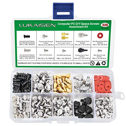 326PCS Personal Computer Screw Assortment Kits #6-32 Male to M3 Female Standoffs Sets for Hard Drive Fan Power Graphics Motherboard Chassis CD-ROM Computer ATX Case DIY & Repair Computer