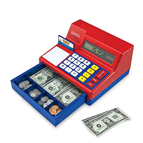 Learning Resources Pretend & Play Calculator Cash Register, Classic Counting Toy, Kids Cash Register,73 Pieces, Ages 3+