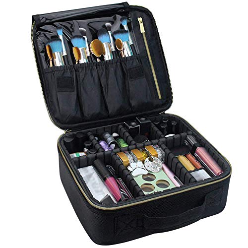 Travel Makeup Case,Chomeiu- Professional Cosmetic Makeup Bag Organizer Makeup Boxes With Compartments Neceser De Maquillaje(Black-M)