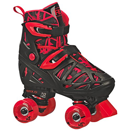 Roller Derby Trac Star Boy's Adjustable Roller Skate, Grey/Black/Red, Medium (12-2)