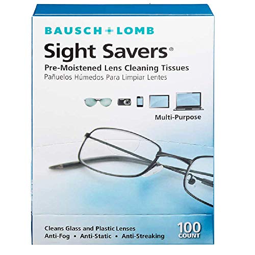 Bausch & Lomb Sight Savers Pre-moistened Lens Cleaning Tissues, Large (Pack of 2-100 Count)