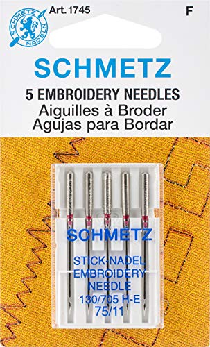 Euro-Notions Embroidery Machine Needles, Size 11/75, 5/pkg