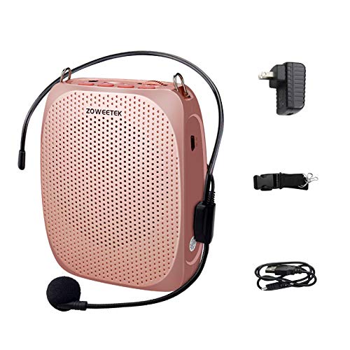 Zoweetek Voice Amplifier with Microphone Headset,1800 mAh Rechargeable Portable Amplifier for Teachers, Tour Guide,Yoga,Fitness, Training, Meeting,Classroom