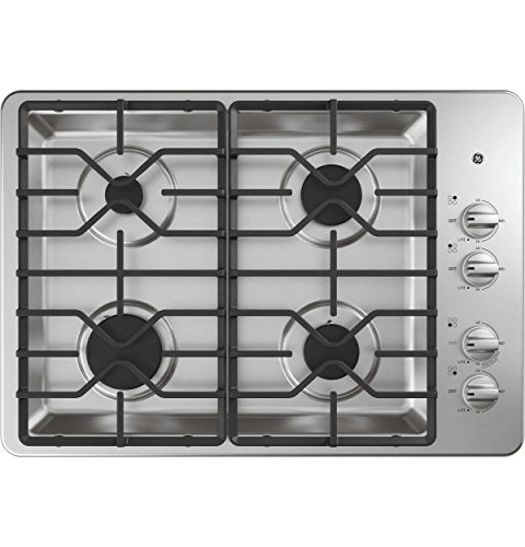 GE JGP3030SLSS 30 Inch Gas Cooktop with MAX System, Power Broil, Simmer, Continuous Grates, Sealed Burners and ADA Compliant