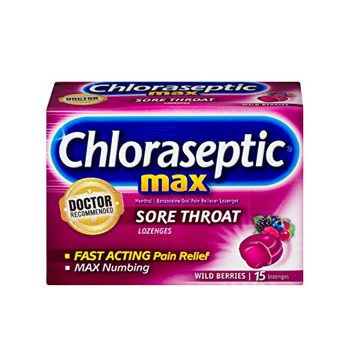 Chloraseptic Max Strength Sore Throat Lozenges, Wild Berries Flavor, 15 Count