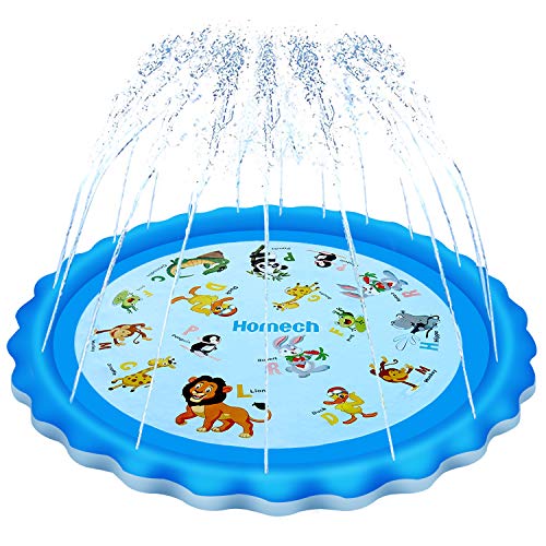 Homech Sprinkler for Kids, Splash Pad, Outdoor Inflatable Sprinkler Water Toys, Wading and Learning, 68' Kiddie Water Play Mat Toys,Baby Wading Swimming Pool for 2-12 Years Old Baby and Toddler Girls
