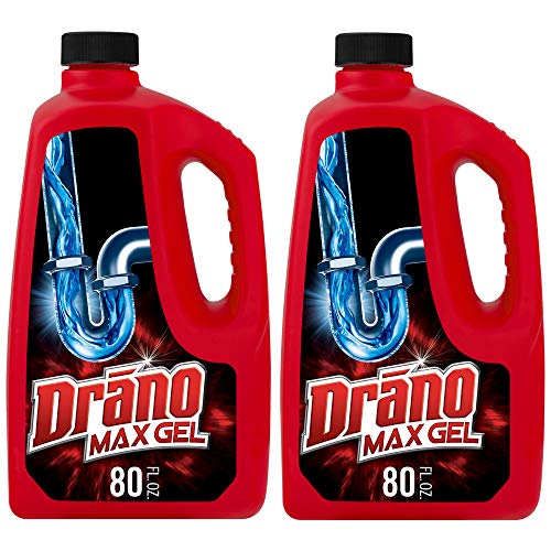 Drano Max Gel Drain Clog Remover and Cleaner for Shower or Sink Drains, Unclogs and Removes Hair, Soap Scum, Blockages, 80 oz- Pack of 2