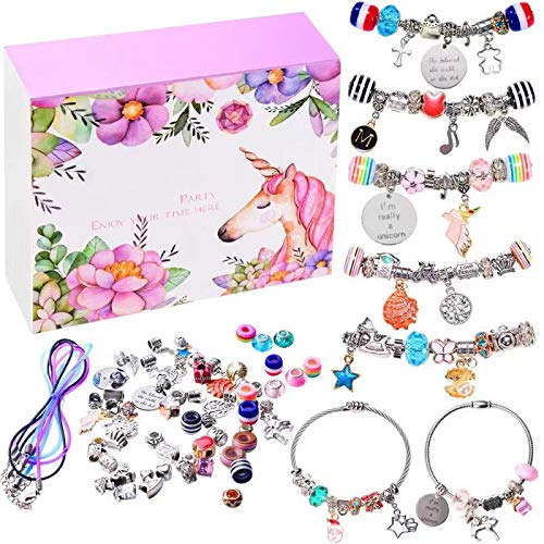 monochef DIY Charm Bracelet Making Kit, Jewelry Making Supplies Bead Snake Chain Jewelry Gift Set for Girls Teens