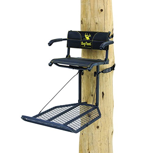 Rivers Edge RE556, Big Foot TearTuff XL Lounger, Lever-Action Hang-On Tree Stand with TearTuff Flip-up Mesh Seat, Oversized 37.5” x 24” Platform, Arm/Foot/Back Rests, Black