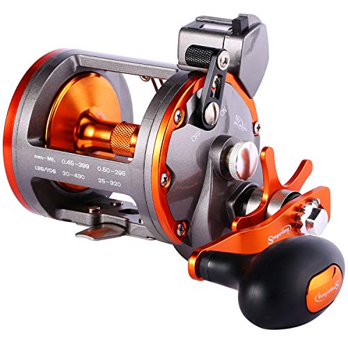 Sougayilang Line Counter Trolling Reel Conventional Level Wind Fishing Reel-Thunder LS II 3000L-Left Handed