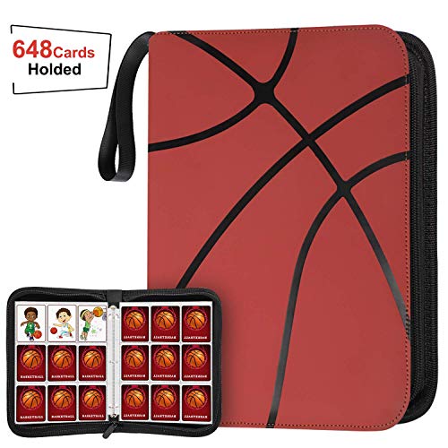 648 Pockets Basketball Card Binder Sleeves for Basketball Trading Cards, Carring Case with Basketball Card Sleeves Album Card Holder Protectors for Football Baseball Sports Card