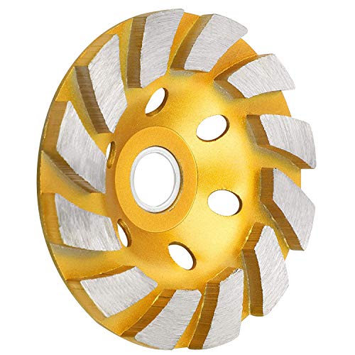 SUNJOYCO 4' Diamond Cup Grinding Wheel, 12-Segment Heavy Duty Turbo Row Concrete Grinding Wheel Angle Grinder Disc for Granite Stone Marble Masonry Concrete