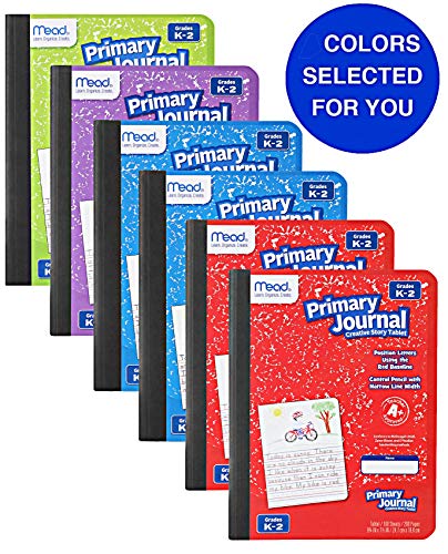 Mead Primary Journal Kindergarten Writing Tablet 6 Pack of Primary Composition Notebook Colors May Vary For Grades K- 2, 100 Sheets (200 Pages) Creative Story Notebooks for Kids 9 3/4 in by 7 1/2 in.