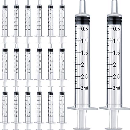 20 Packs Plastic Syringe with Measurement, Suitable for Measuring, Watering, Refilling (3 ml)