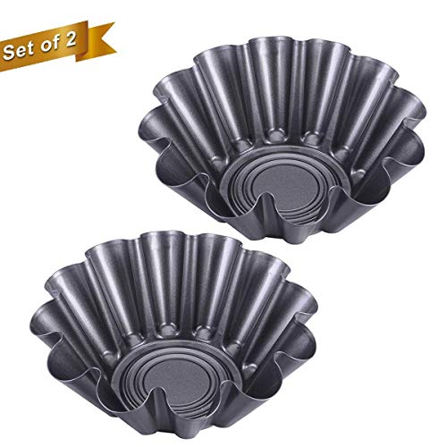 Large Non-Stick Fluted Tortilla Shell Pans, 9 inch Heat Resistant Flower Baking Molds,Brioche Mold (2 Pack)