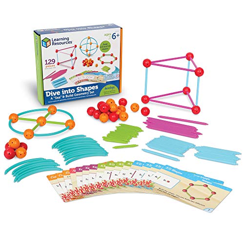 Learning Resources Dive into Shapes! A 'Sea' and Build Geometry Set, 129 Pieces, Ages 6+