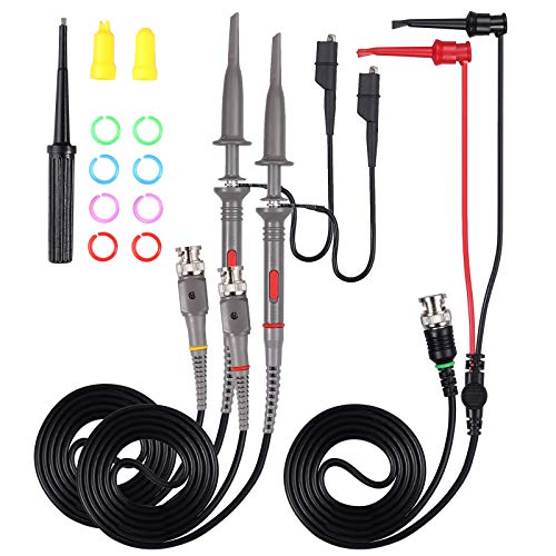 AUTOUTLET P6100 Universal Oscilloscope Probe with Accessories Kit 100MHz Oscilloscope Clip Probes with BNC to Minigrabber Test Lead Kit