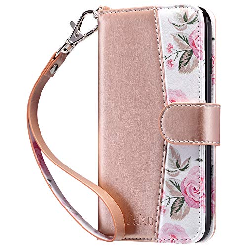 ULAK iPhone 8 Wallet, iPhone SE Wallet 2020, iPhone 7 Flip Wallet Case, PU Leather Wallet Kickstand Card Holder Shockproof Protective Cover for iPhone 7/8/Phone SE 2nd Generation 4.7 inch, Rose Gold