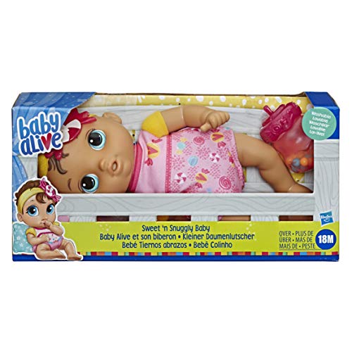 Baby Alive Sweet ‘n Snuggly Baby, Soft-Bodied Washable Doll, Includes Bottle, First Baby Doll Toy for Kids 18 Months Old and Up