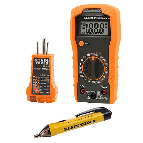 Klein Tools 69149 Multimeter Test Kit, Klein Multimeter, Noncontact Voltage Tester and Outlet Tester, Leads and Batteries Included