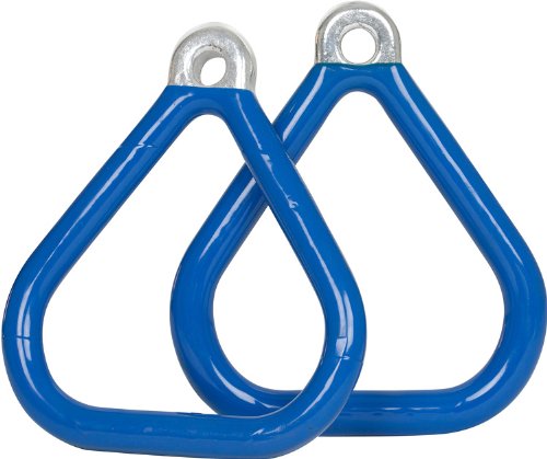 Swing Set Stuff Commercial Coated Triangle Trapeze Rings with SSS Logo Sticker, Blue