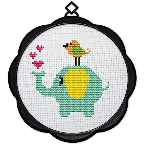 Maydear Full Range of Embroidery Starter Kits Stamped Cross Stitch Kits Beginners for DIY Embroidery (Multiple Pattern Designs) - Birds and Elephants