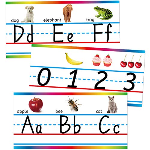 Traditional Manuscript Alphabet and Numbers with Photographs Bulletin Board Set Classroom Wall Line