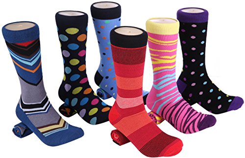 Mio Marino Men's Dress Socks - Colorful Funky Socks for Men - 6 Pack (Fun Collection, 10-13)