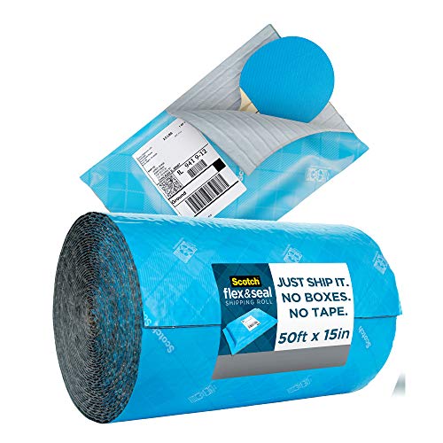 Scotch Flex and Seal Shipping Roll 50 ft x 15 in, Just Ship It, No Boxes, No Tape, Easy Packaging Alternative to Poly Mailers, Shipping Bags, Bubble Mailers, Padded Envelopes, Boxes