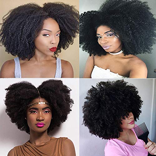 Saga Queen Brazilian Afro Kinky Curly Clip In Hair Extensions 9pcs 20clips 120g/pck Brazilian Virgin Human Hair Clip Ins (1 bundle 12inch, natural black)