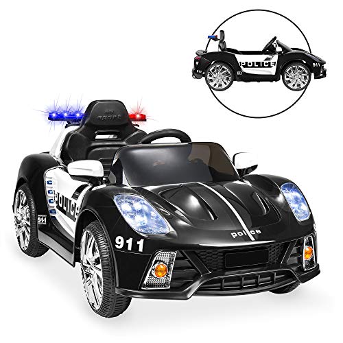 Best Choice Products 12V 2-Speed Kids Police Sports Car Ride On w/ AUX Port, Parent Remote Control, Working Intercom, Headlights, Sounds