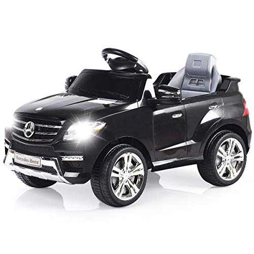 Costzon Ride On Car, Licensed Mercedes Benz ML350 6V Electric Kids Vehicle, 2WD Powered Manual/Parental Remote Control Modes Car with Microphone, Lights, MP3, USB, TF, Music, Horn for Kids Black