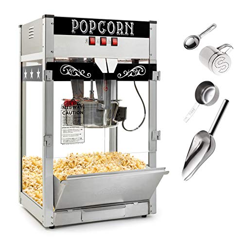 Olde Midway Commercial Popcorn Machine Maker Popper with Large 12-Ounce Kettle - Black