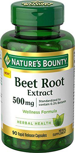 Nature's Bounty Beet Root Extract Pills and Herbal Health Supplement, Wellness Formula for Stamina and Faster Recovery, 500 mg, 90 Capsules