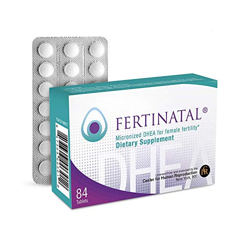 Fertinatal Micronized DHEA for Female Fertility – Natural 25mg DHEA Fertility Supplement for Women - 75mg per 3-Tablet Servings (84 Tablets - 28 Day Supply)