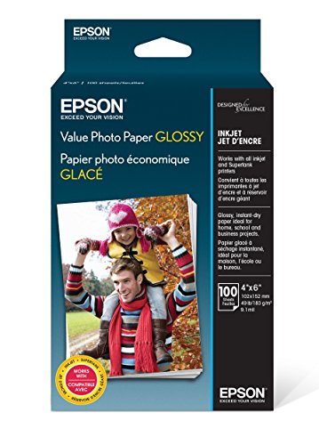 Epson Value Photo Paper Glossy, 4'x6', 100 Sheets (S400034)