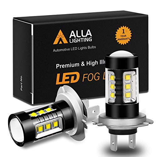 Alla Lighting 80W High Power Osram Chips H7 H7LL Extremely Super Bright White LED Lights Bulbs for Fog Daytime Running DRL Cornering Light Lamps Replacement