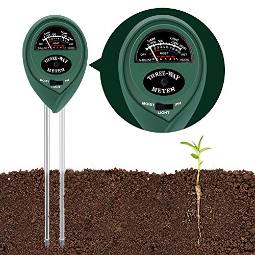 BEOK Soil pH Meter, 3-in-1 Soil Moisture/Light/pH Tester Gardening Tool Kits for Plant Care, Great for Garden, Lawn, Farm, Indoor & Outdoor Use (Double Sensors Design)