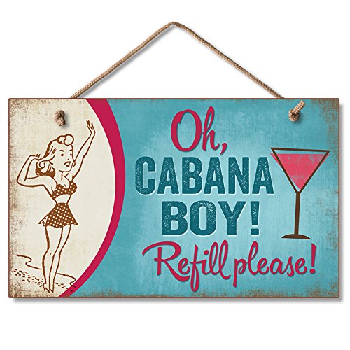 Highland Home Oh Cabana Boy Hanging Wood Sign 9.5 inch by 5.75 inch